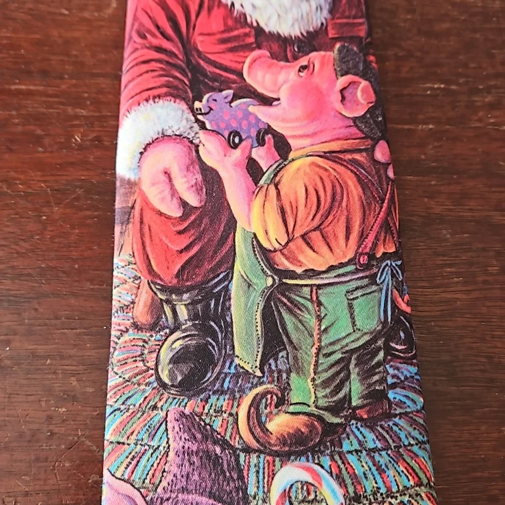 1992 Ralph Marlin Santa Hog Christmas Tie Made in the USA Vintage